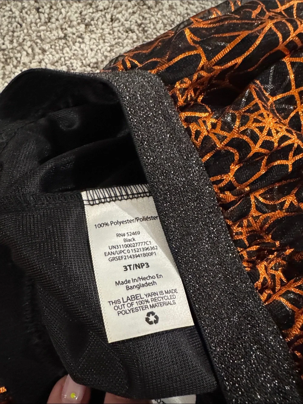 Kids Black and Orange Spiderweb Halloween Skirt